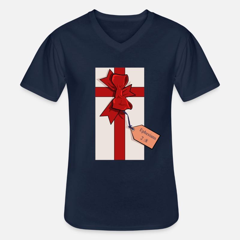 Durch Gnade gerettet - Männer-T-Shirt mit V-Ausschnitt - Navy