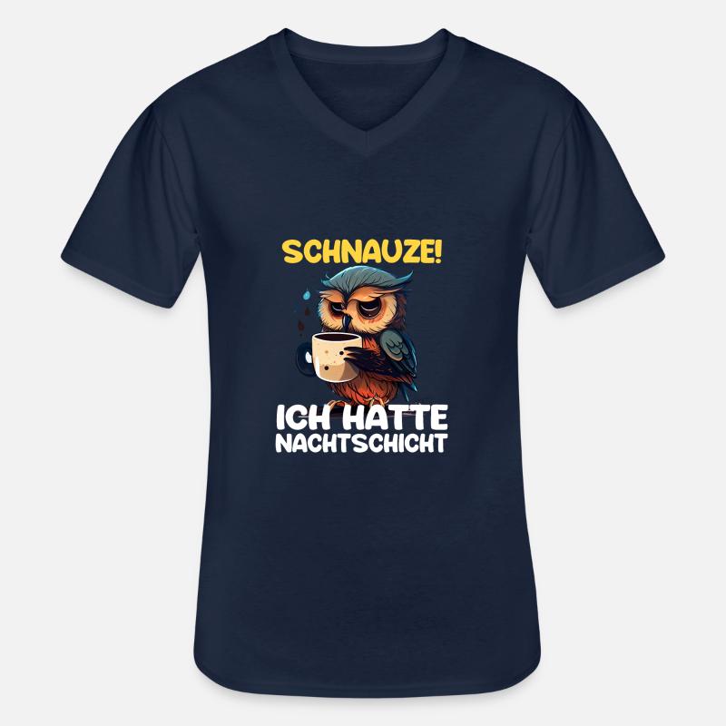 Nachtschicht Kaffee Eule Nachtdienst Schichtarbeit - Männer-T-Shirt mit V-Ausschnitt - Navy