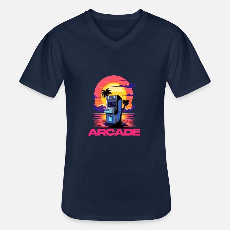 Game Over Arcade-Stil Retro Konsolen-Controller - Männer-T-Shirt mit V-Ausschnitt - Navy