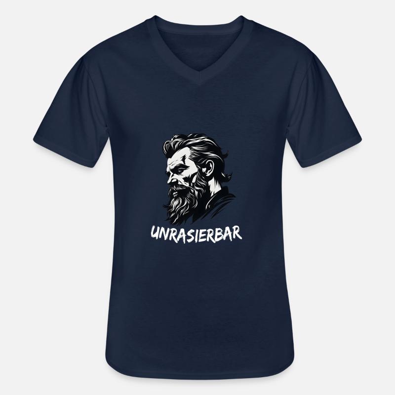 Lustiger Bart Spruch Unrasierbar Wikinger - Männer-T-Shirt mit V-Ausschnitt - Navy