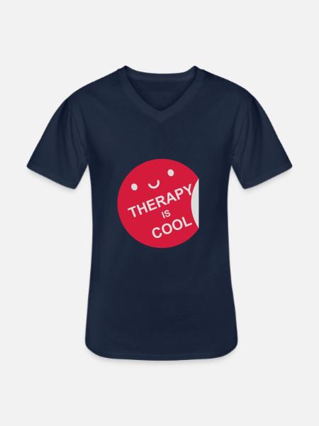 therapy is cool Quote - Men's V-Neck T-Shirt - navy