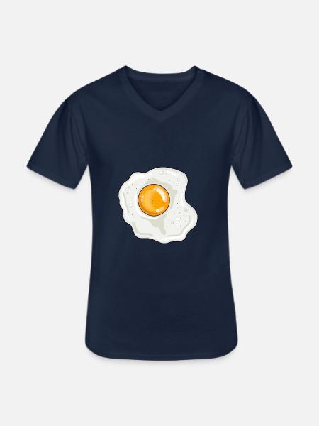 Œuf au plat jaune d'oeuf blanc d'oeuf - T-shirt col V Homme - marine