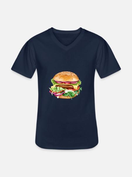 Saftiger Burger triple cheese dressing - Männer-T-Shirt mit V-Ausschnitt - Navy