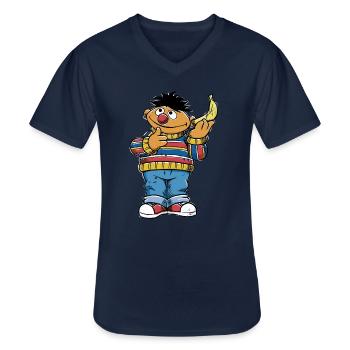 Sesamstraße Ernie mit Banane Pose - Männer-T-Shirt mit V-Ausschnitt - Navy - Vorne - AI Model Male 178 dark (178cm)