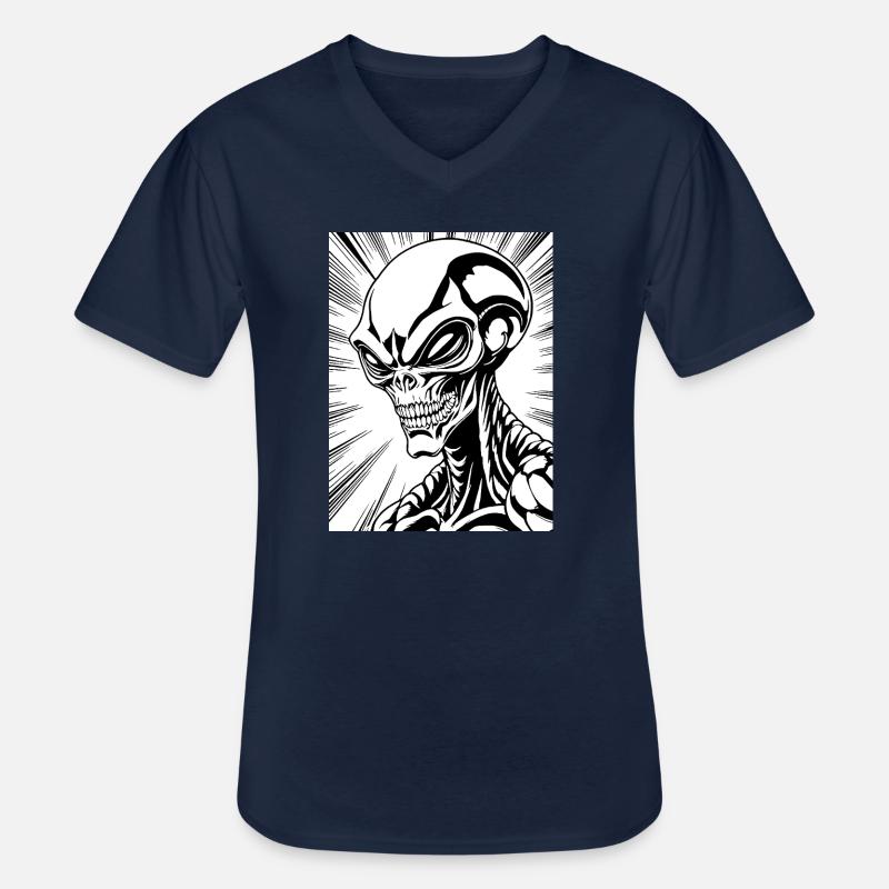 Straniero - Maglietta da uomo classica con scollo a V - navy