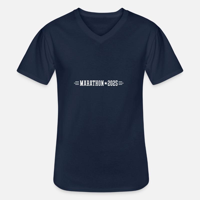 Marathon 2025 - Männer-T-Shirt mit V-Ausschnitt - Navy