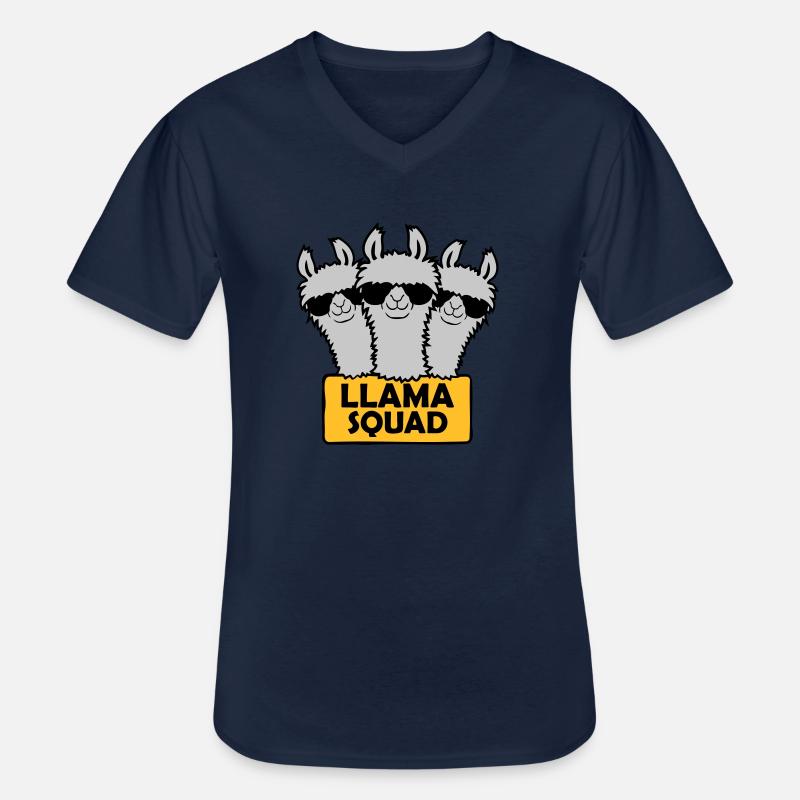Llama Squad Team Design - Männer-T-Shirt mit V-Ausschnitt - Navy