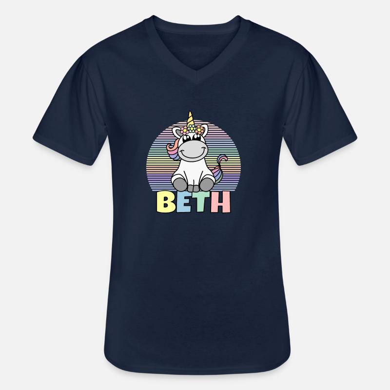 Beth Einhorn Name - Männer-T-Shirt mit V-Ausschnitt - Navy