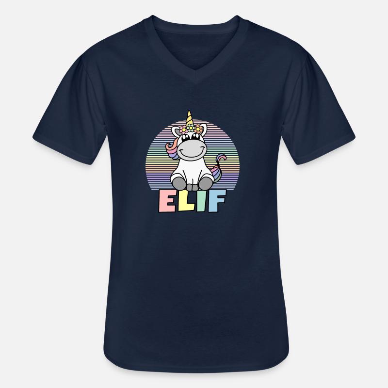 Elif Einhorn Name - Männer-T-Shirt mit V-Ausschnitt - Navy