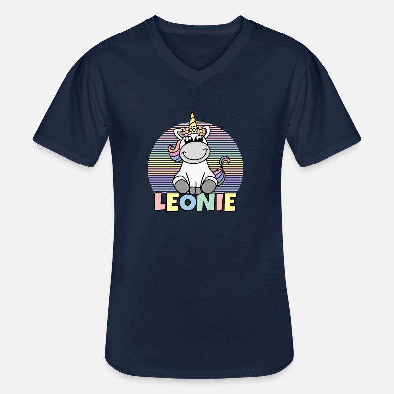 Leonie Einhorn Name - Männer-T-Shirt mit V-Ausschnitt - Navy