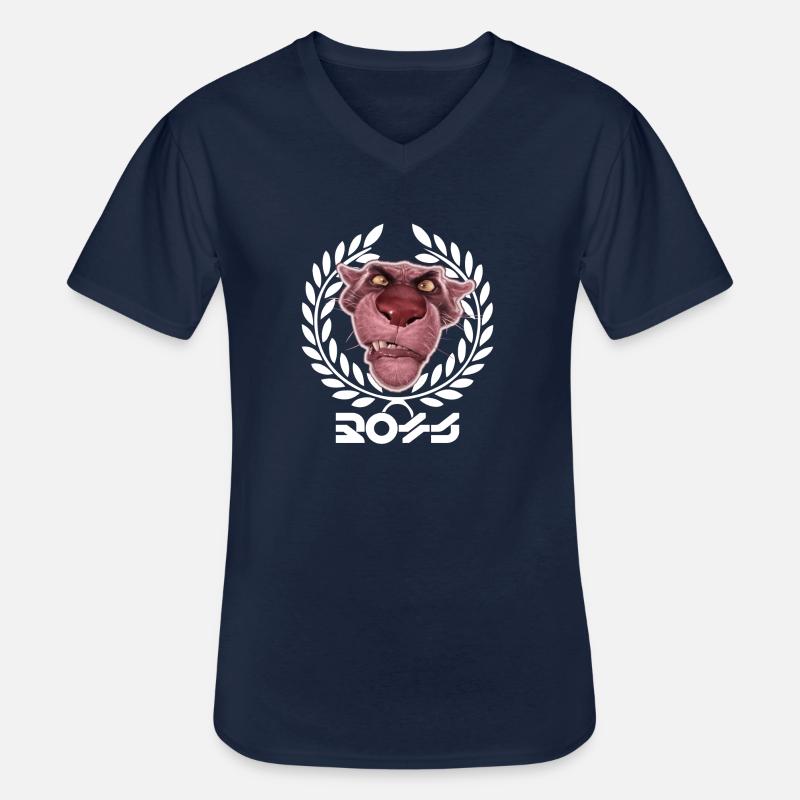 Boxy Panter - Männer-T-Shirt mit V-Ausschnitt - Navy