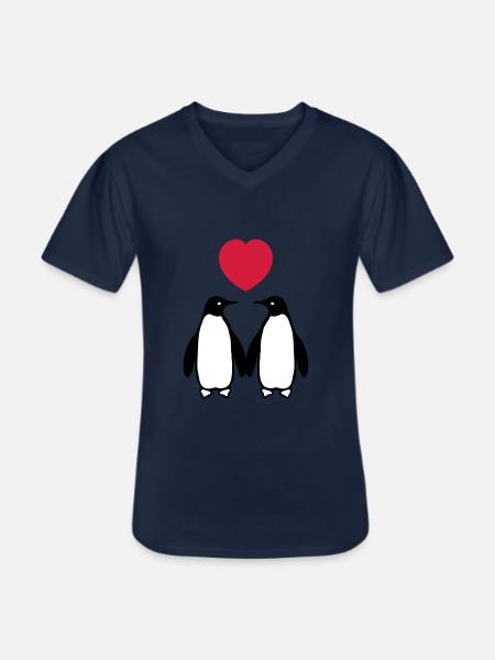 Verliebte Pinguine - Männer-T-Shirt mit V-Ausschnitt - Navy