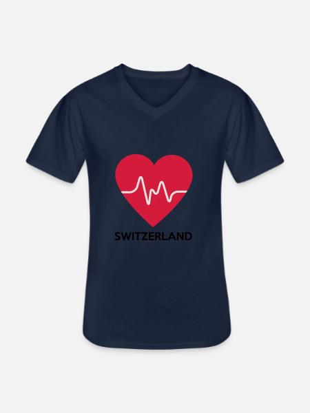 Heart Switzerland - Men's V-Neck T-Shirt - navy