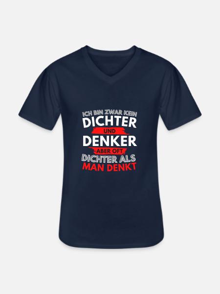 Kein Dichter und Denker - Männer-T-Shirt mit V-Ausschnitt - Navy