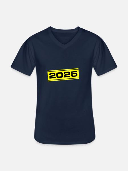 2025 year - Men's V-Neck T-Shirt - navy