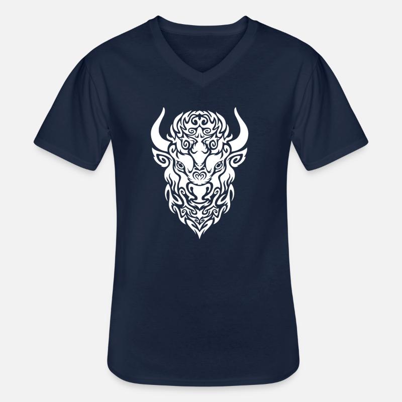 Weißer Bison - Männer-T-Shirt mit V-Ausschnitt - Navy