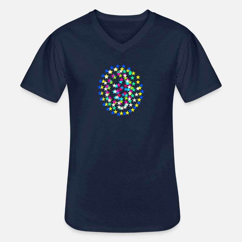 Sterne, bunte Sterne, Kreis - Männer-T-Shirt mit V-Ausschnitt - Navy