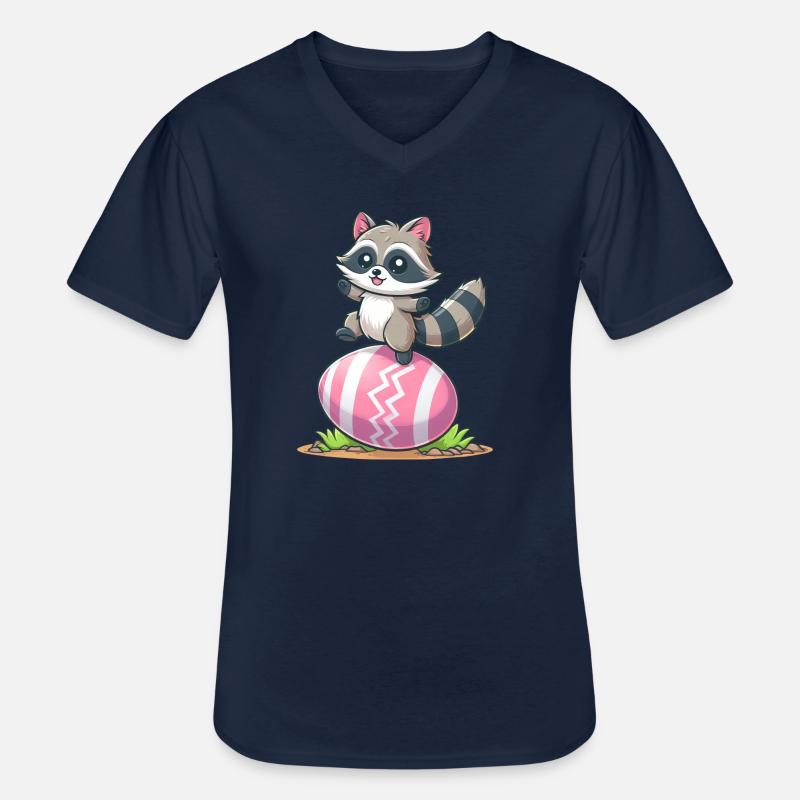 Easter Raccoon Easter Egg - Men's V-Neck T-Shirt - navy