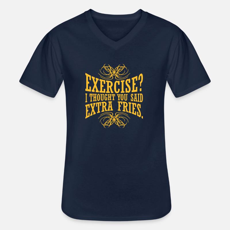 Exercise Extra Fries Zitat - Männer-T-Shirt mit V-Ausschnitt - Navy