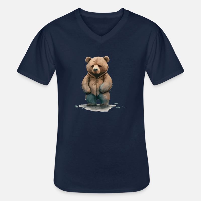 Teddy der mürrische Bär - Männer-T-Shirt mit V-Ausschnitt - Navy
