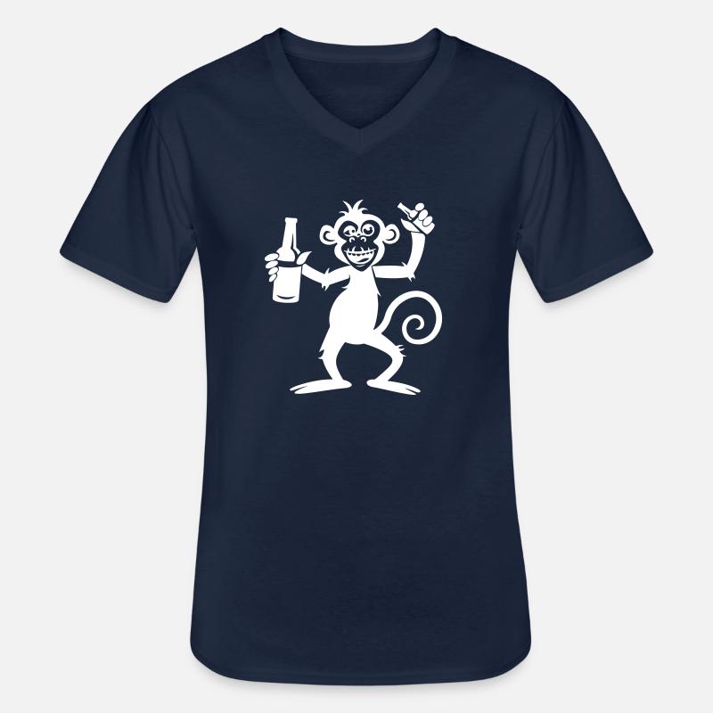 Affe Party Bier - Männer-T-Shirt mit V-Ausschnitt - Navy