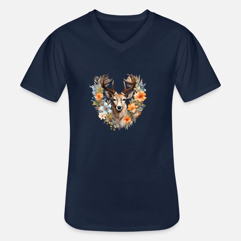 Replacement dirndl deer antlers deer - Men's V-Neck T-Shirt - navy