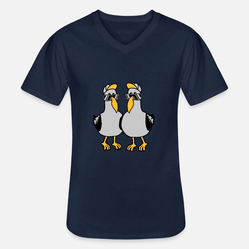 2 Möwen Team Freunde - Männer-T-Shirt mit V-Ausschnitt - Navy