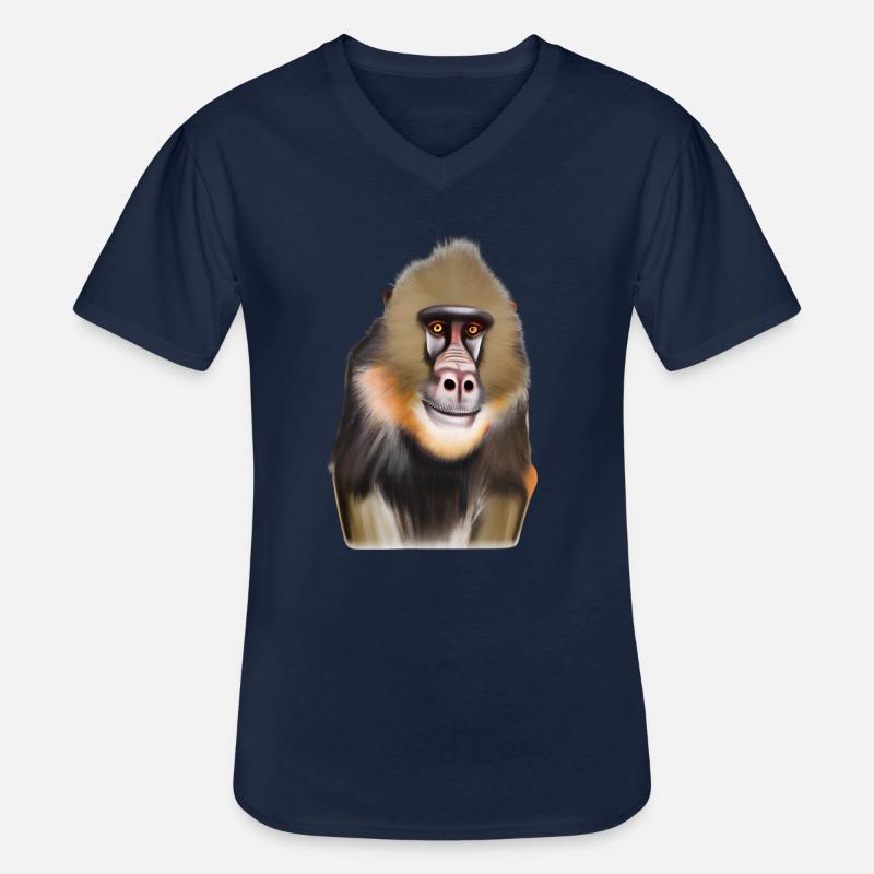 Mandrill Affe - Männer-T-Shirt mit V-Ausschnitt - Navy