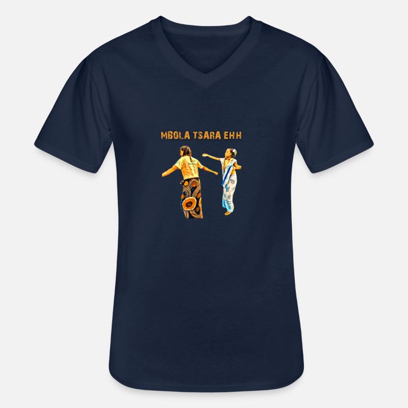 MBOLA TSARA - Männer-T-Shirt mit V-Ausschnitt - Navy