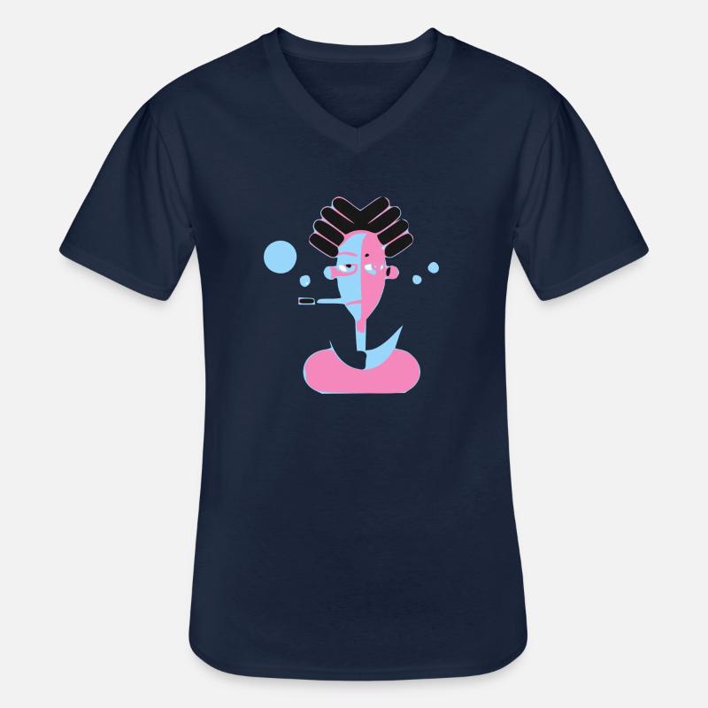 Der Mann mit der Pfeife - Männer-T-Shirt mit V-Ausschnitt - Navy