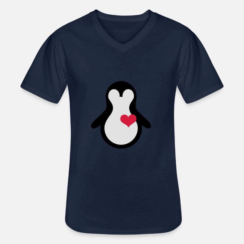 herz_penguin - Männer-T-Shirt mit V-Ausschnitt - Navy