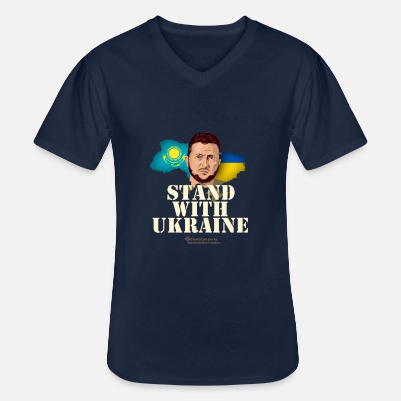 Ukraine Kasachstan - Männer-T-Shirt mit V-Ausschnitt - Navy