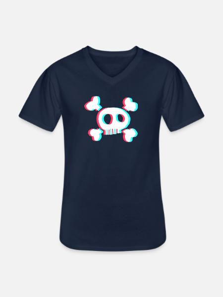 Skull - Men's V-Neck T-Shirt - navy