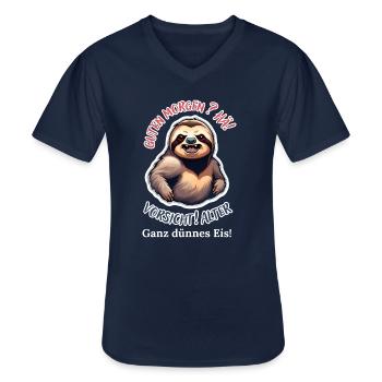Guten Morgen? Hä! Vorsicht Alter Ganz Dünnes Eis - Männer-T-Shirt mit V-Ausschnitt - Navy - Vorne - AI Model Male 178 dark (178cm)