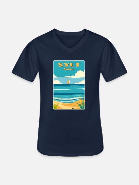 Sylt Nordsee - Männer-T-Shirt mit V-Ausschnitt - Navy
