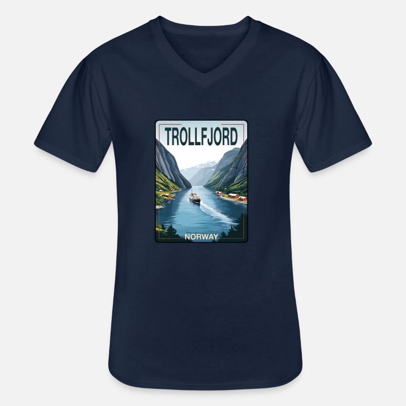 Trollfjord - Männer-T-Shirt mit V-Ausschnitt - Navy