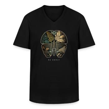 Butterfly Brain votre-Tshirt - T-shirt col V Homme - noir - Devant - AI Model Male 178 dark (178cm)