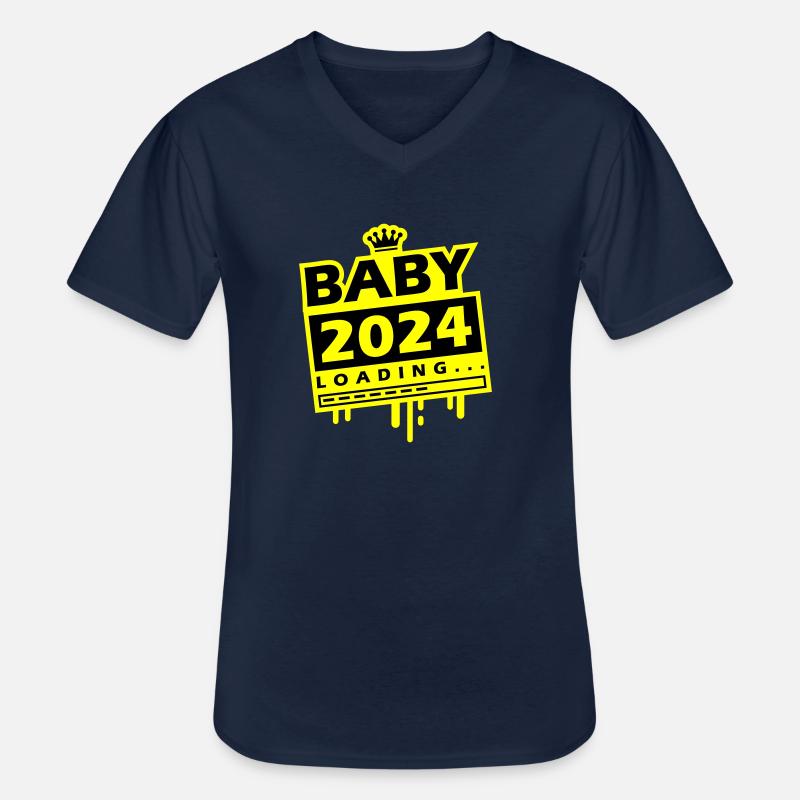 Baby 2024 Loading - Männer-T-Shirt mit V-Ausschnitt - Navy