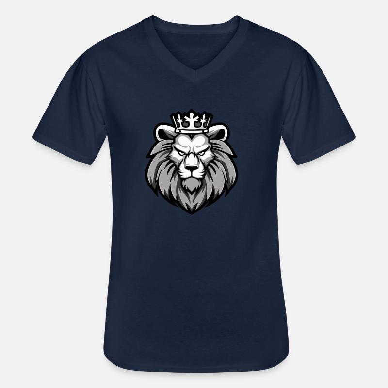 Löwe Krone - Männer-T-Shirt mit V-Ausschnitt - Navy