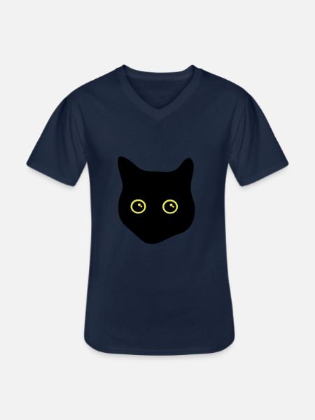 black cat, cat eyes - Men's V-Neck T-Shirt - navy