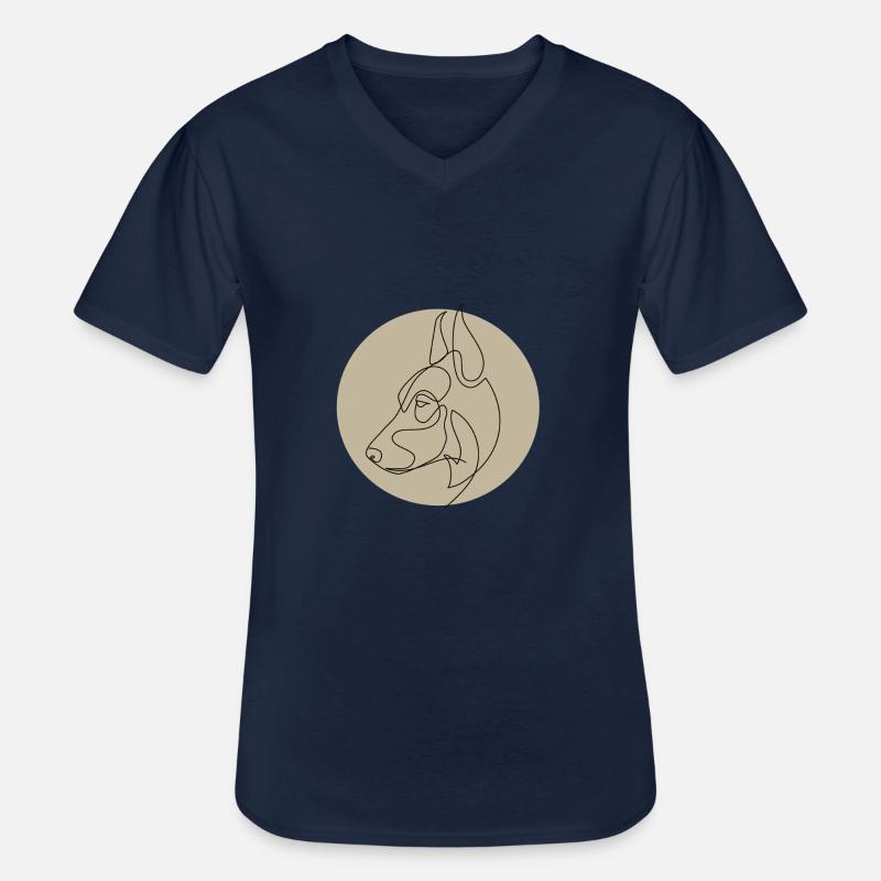 DOBERMANN - Männer-T-Shirt mit V-Ausschnitt - Navy