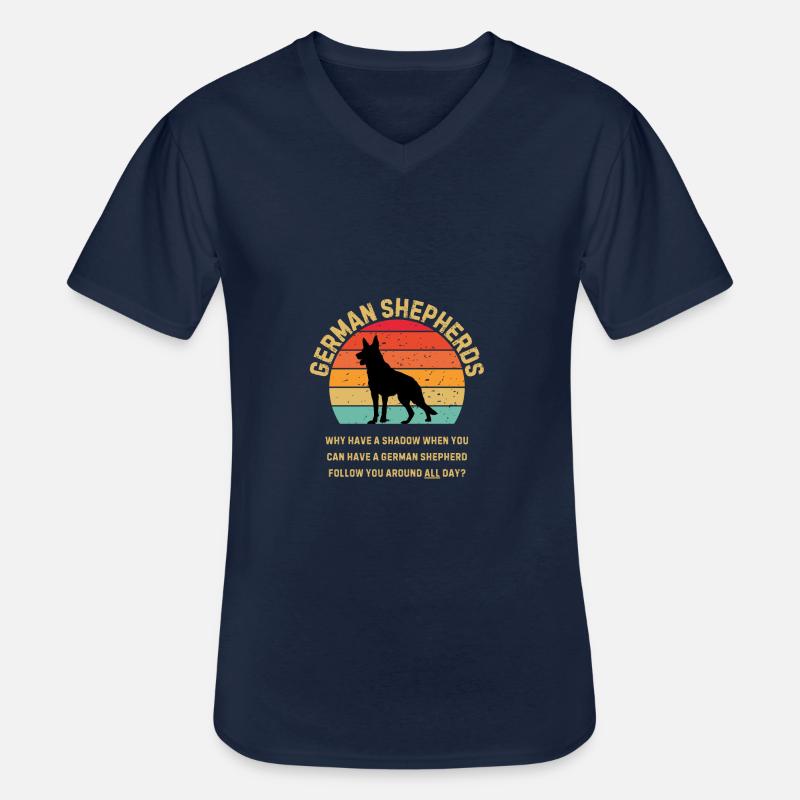 Deutscher Schäferhund Retro Sunset - Männer-T-Shirt mit V-Ausschnitt - Navy