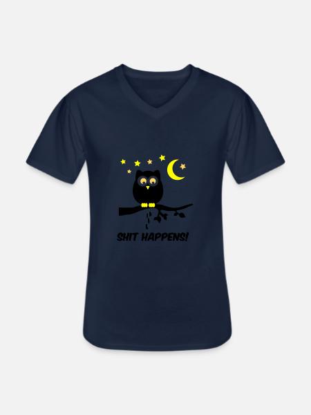 Owl Shit Happens 01 - Men's V-Neck T-Shirt - navy