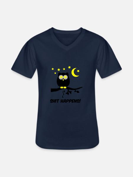 Owl Shit Happens 02 - Men's V-Neck T-Shirt - navy