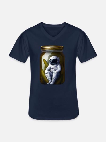 Astronaut im Gurkenglas - Männer-T-Shirt mit V-Ausschnitt - Navy