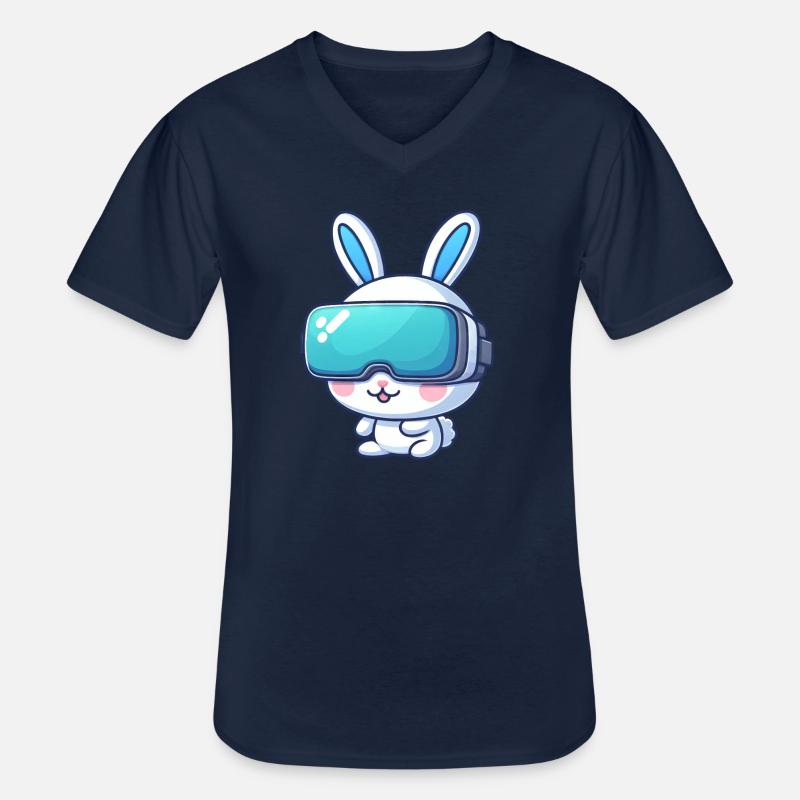 VR-Gaming Hase: Virtuelle Abenteuer - Männer-T-Shirt mit V-Ausschnitt - Navy