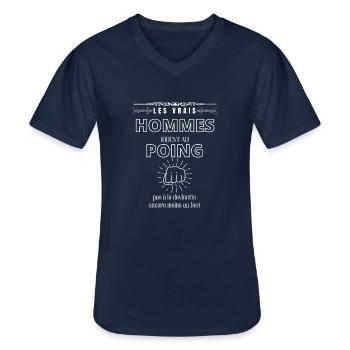 les vrais hommes jouent au poing - T-shirt col V Homme - marine - Devant - AI Model Male 178 dark (178cm)