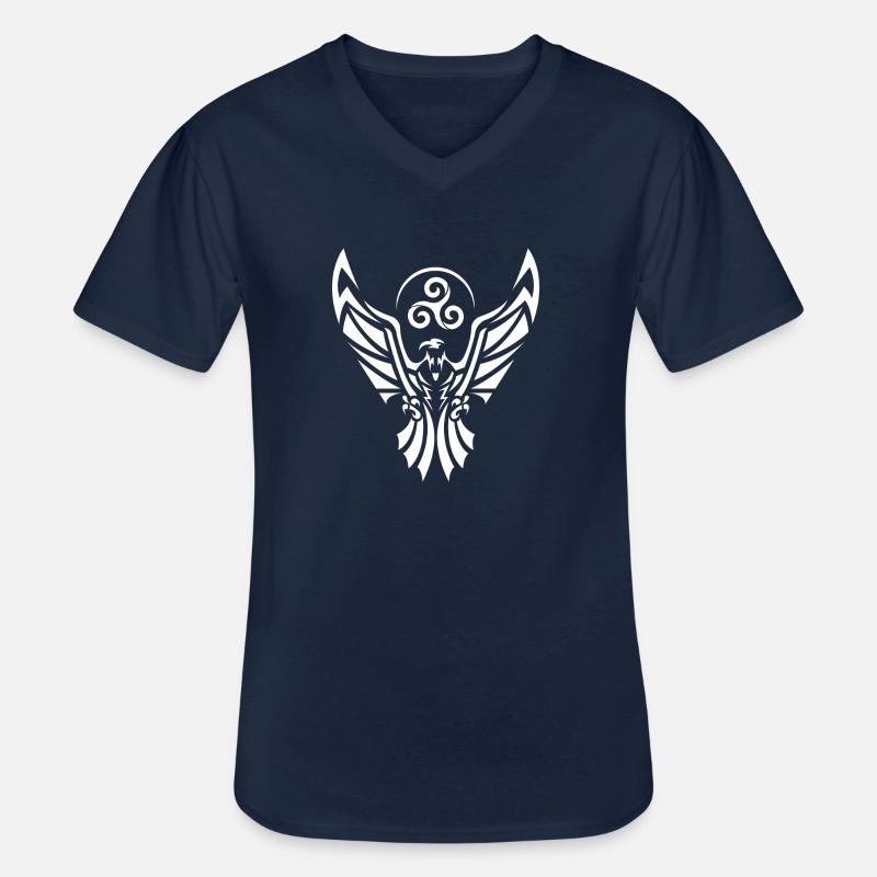 Weißer Adler - Männer-T-Shirt mit V-Ausschnitt - Navy