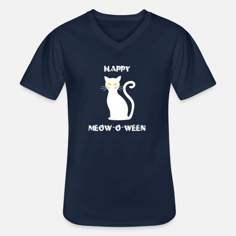 HAPPY MEOW-O-WEEN - Männer-T-Shirt mit V-Ausschnitt - Navy