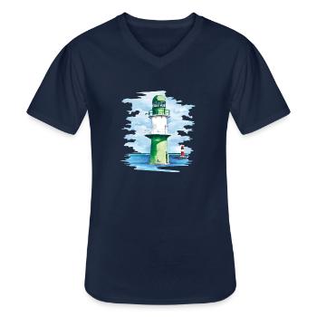 Warnemünde Leuchtturm - Männer-T-Shirt mit V-Ausschnitt - Navy - Vorne - AI Model Male 178 dark (178cm)
